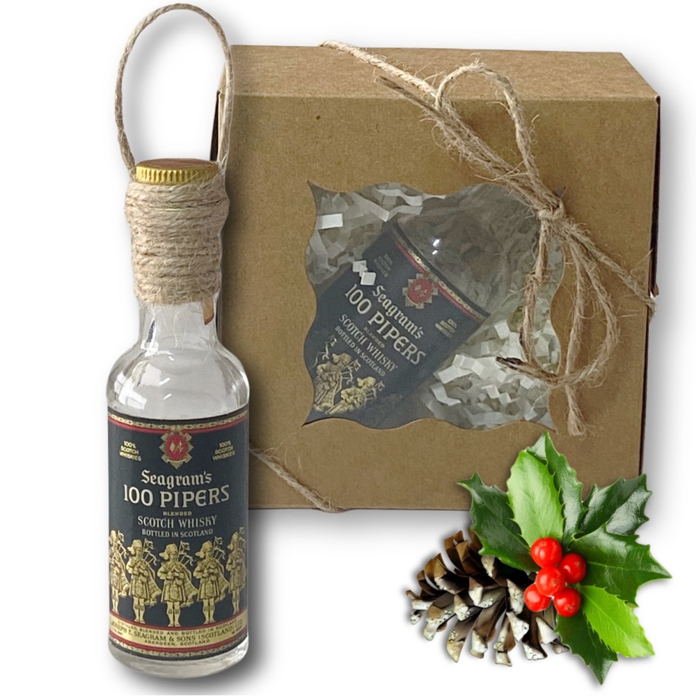 Seagram's 100 Pipers Scotch Whisky Artisan Vintage Glass Bottle Ornament